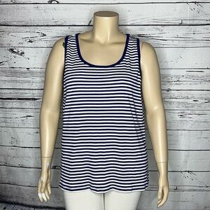 Avenue NWT Size 26/28 Blue & White Stripe Scoop Neck Ribbed Knit Tank Top
